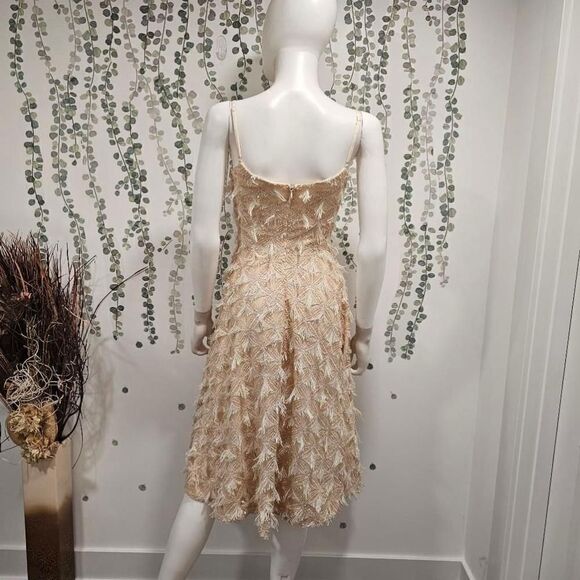 NWOT Dress the Population Sequin Fringe Dress Size XS Cream - Picture 4 of 12